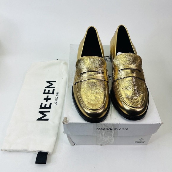 ME+EM Metallic Loafers Gold Women's Size EU38‎ / US7 Italy - Picture 2 of 9